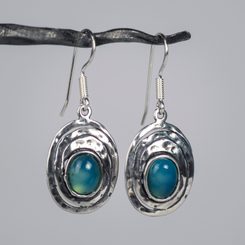 AQUARIUS, sterling silver earrings, blue chalcedony