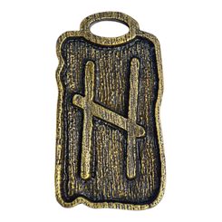 HAGALAZ Runic Pendant zinc ant. brass
