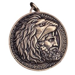 Heracles, Greek hero, pendant, zinc, antique brass finish