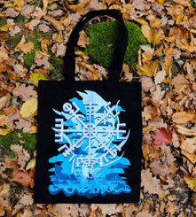 Vegvísir and Drakkar Ship, Tote Bag