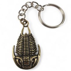 Schlüsselanhänger mit Trilobit, Zink, Altmessing