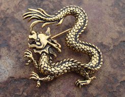 ASIAN DRAGON, costume brooch