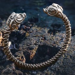 Sanglier celtique, bracelet tressé, bronze