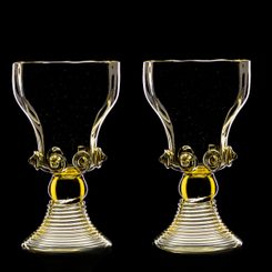 KING ARTHUR, large medieval glass goblets - Set of 2