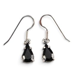 Silver Earrings with Black Glass NOIR, Sterling Silver 925
