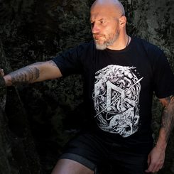 URUZ - FUTHARK Collection, men's T-Shirt, black and white