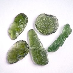 MOLDAVITE RING, trillion cut, sterling silver