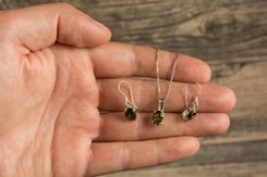 OVAL, Pendentif, Moldavite, coupé, argent 925