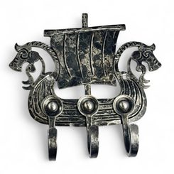 DRAKKAR - Wikingerschiff, geschmiedete Haken / Schlüsselanhänger