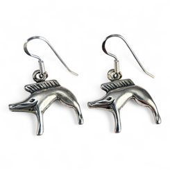 WILD BOAR, earrings, silver