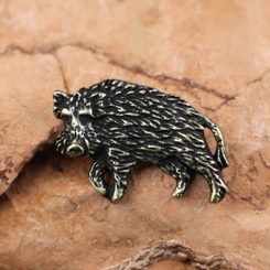 WILD BOAR, pendant, zinc, ant. brass