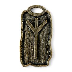 ALGIZ - runic amulet, zinc old brass