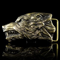 GREY WOLF, belt buckle, brass