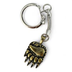 Bear paw keychain, zinc old brass