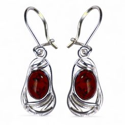 WARTA, boucles d'oreilles argent, ambre, Ag 925