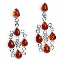 ELIZABETH, boucles d'oreilles en argent, ambre, Ag 925/1000