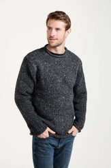 Irischer Fischerpullover, Aran, schwarz
