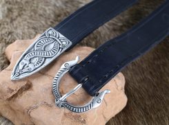 VIKING BELT, Borre Beast, leather black