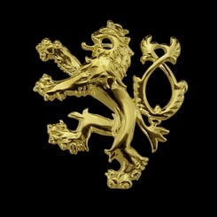 Golden DOUBLE-TAILED LION, symbol of Bohemia, 14K gold