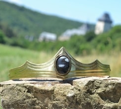 GRACIA - Gotische Krone mit 1 Stein, Obsidian