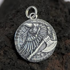 VIKING RAVEN HEAD RING, bronze