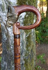 WILD BOAR - Walking Stick, Wooden Cane