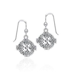 CELTIC CROSS, knotted silver earrings