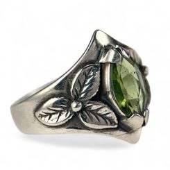SHAMROCK, Ring, Sterlingsilber 925, Moldavit