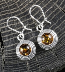 MAZURKA, amber, earrings, sterling silver