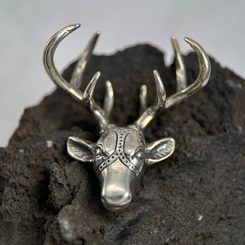 DEER ANTLER, pendant, sterling silver
