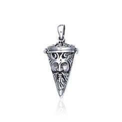 THE GREENMAN, top open silver pendant