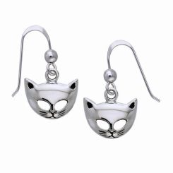Cat Mask Silver Earrings
