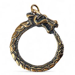 Jormungandr, Bronze Pendant Snake from Midgard, Uroboros