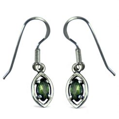 Moldavite, Boucles d'oreilles en argent Ag 925/1000