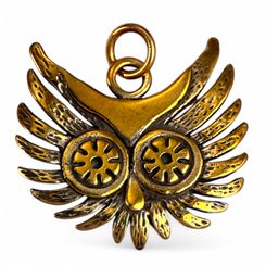 OWL HEAD, pendant, bronze