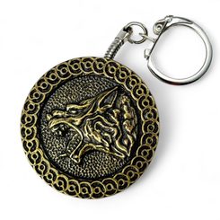 Porte-clés loup slave, zinc vieux laiton