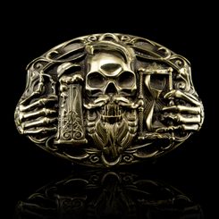 BEER, belt buckle, brass