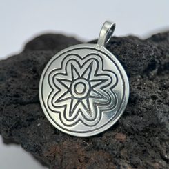 SILVER KOLOVRAT, SLAVIC SUN WHEEL PENDANT, Ag 925