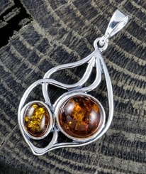 JOLA, amber pendant, sterling silver