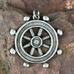 Steering Wheel, massive zinc pendant, antique silver