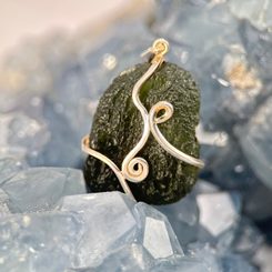 KALINA, MOLDAVITE, silver pendant Ag 925