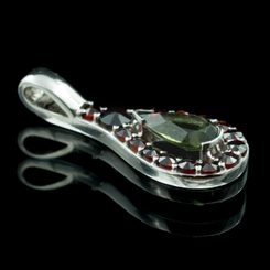CALEDONIA, raw moldavite pendant, sterling silver