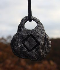 PERTHRO - runic amulet, antic brass