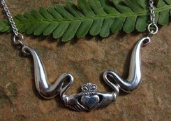 CLADDAGH, massive silver necklace, Ag 925