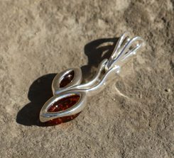 KUPALA, amber, earrings, green, sterling silver