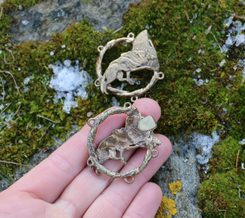 WOLF, rivet for leather craft, bronze