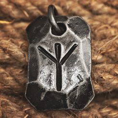 ALGIZ, forged iron rune pendant
