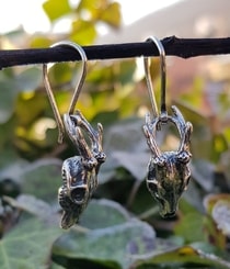 CERF - crâne, boucles d'oreilles argent