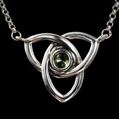 Collier Triquetra, Moldavit, argent