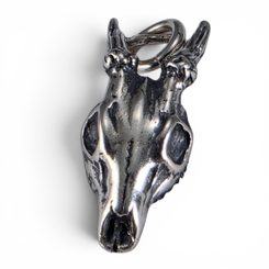 Crâne de chevreuil, pendentif en argent Ag 925